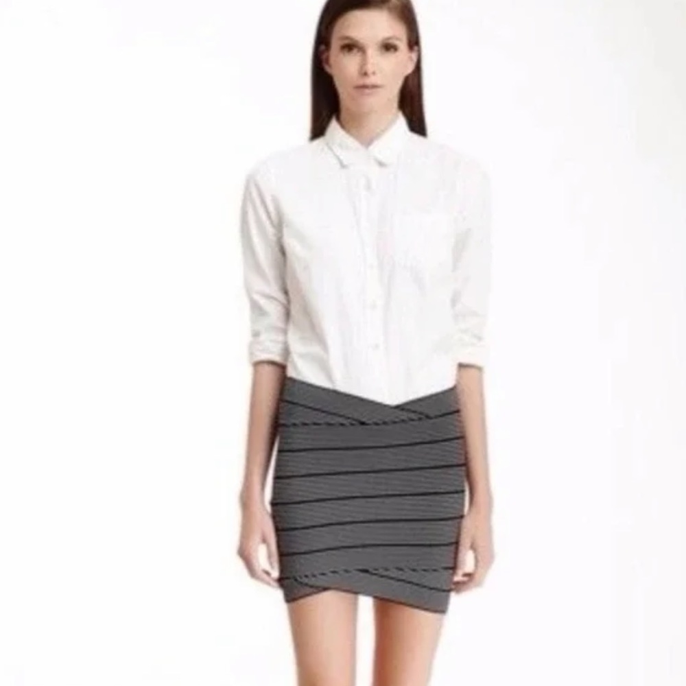 BCBG MaxAzria Alisa Striped Bandage Mini Skirt